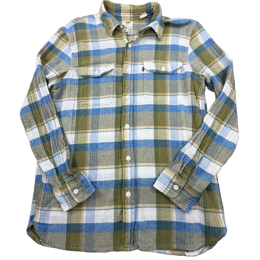 Levi's Jackson Worker Plaid Flannel Shirt Soft Cotton/Hemp Men's M Relaxed Fit